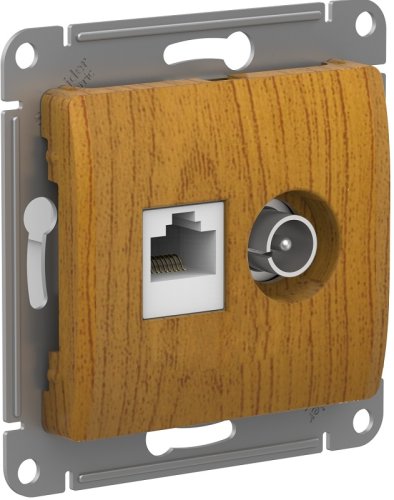 Розетка RJ45+TV Оконечная без рамки Systeme Electric Glossa 2-м. дерево картинка